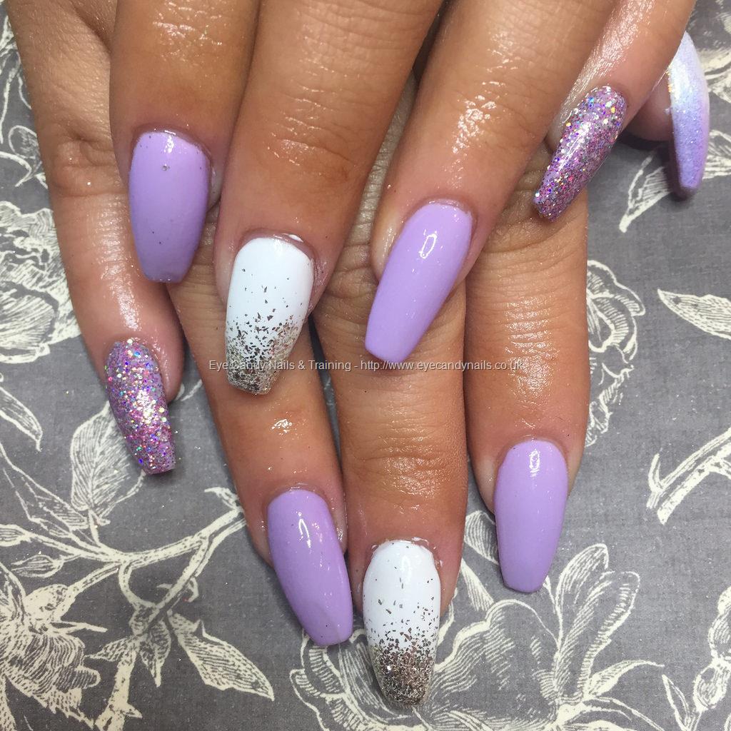 Dev Guy - Tapered Acrylics With Lilac And White Gel Polish With Purple ...