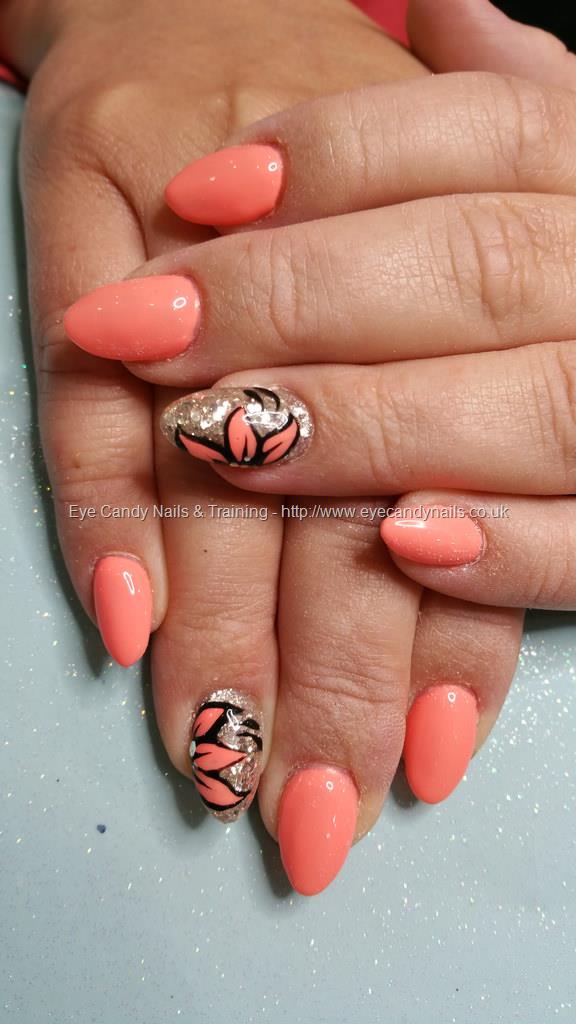 Dev Guy - Neon Peach Gel Polish With Glitter And Flower Nail Art. Nail Technician:Elaine Moore on 8 July 2016 at 18:58 Dev Guy - Neon Peach Gel Polish With Glitter And Flower Nail Art. Nail Technician:Elaine Moore on 8 July 2016 at 18:58